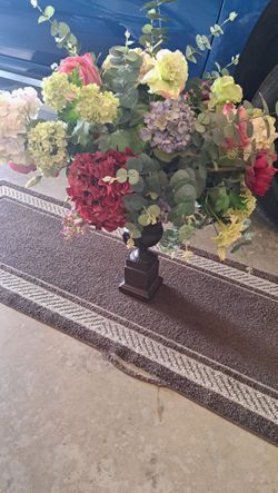 Artificial Flower Bouquet With Stand,  Preowned 