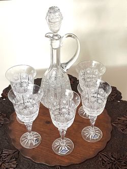 BOHEMIAN CRYSTAL DECANTER SET