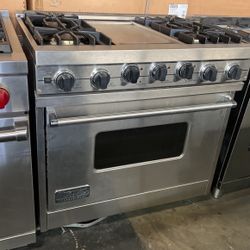 Viking 36”Wide Dual Fuel Range Stove In Stainless Steel 