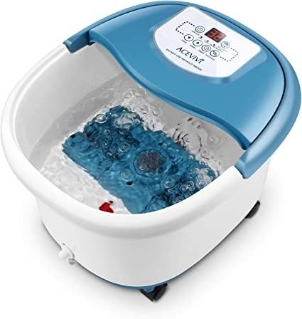 ACEVIVI Foot Spa Bath Massager Heat & Bubble Jets 16 Motorized Shiatsu Rollers Vibration, Red Light, Timer and Temperature Control