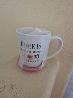 Home Is Where My Mom Is Ceramic Mug with Coaster
