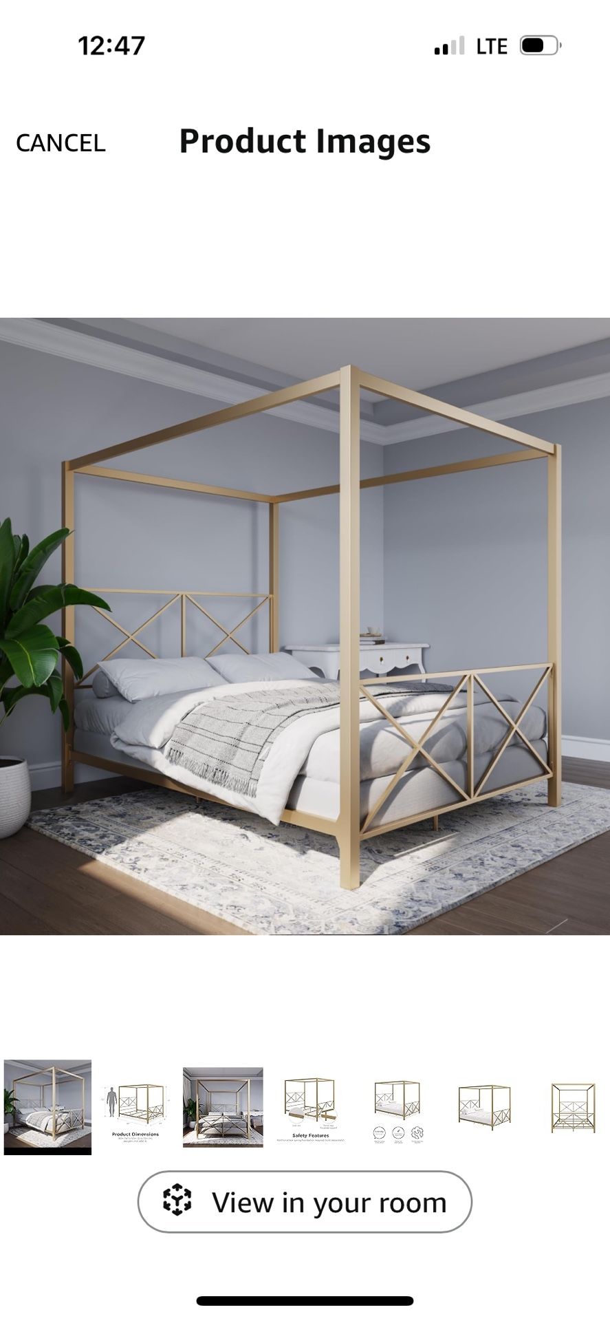Gold Canopy Bed (Full Size )
