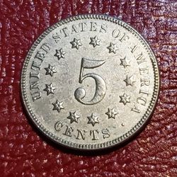 1866 SHIELD NICKEL USA ANTIQUE RESTRIKE COIN 