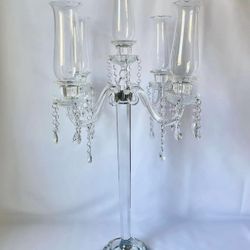 2 Tall Glass Candelabras