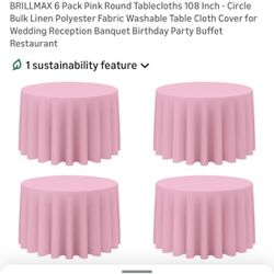 (6) Brillmax Pink Round Tablecloths 