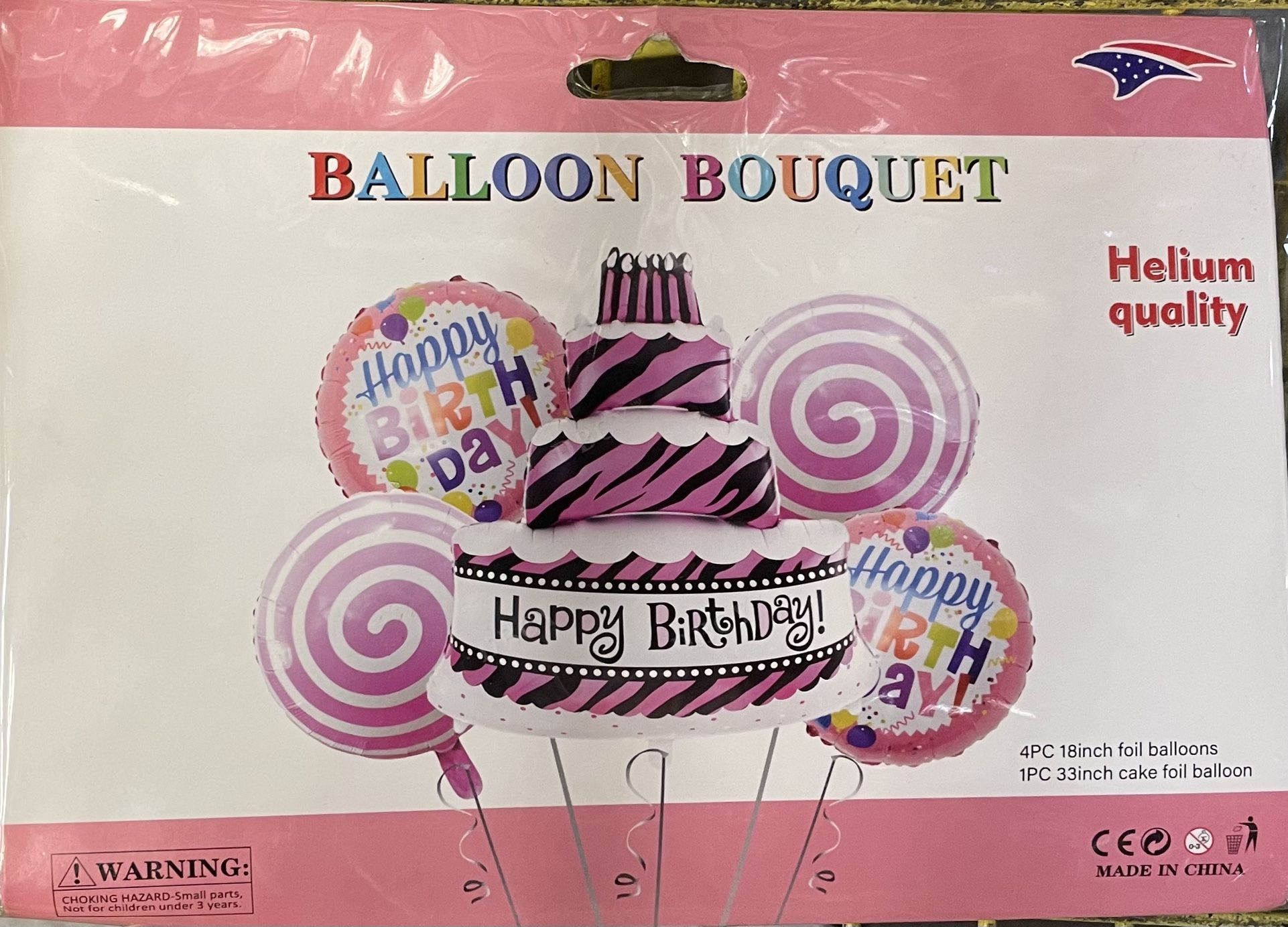 Pink Happy Birthday Cake Balloon Set