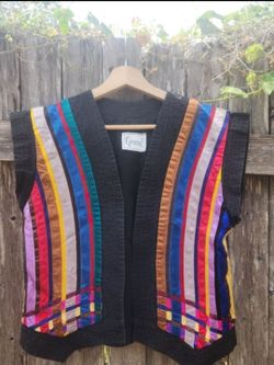 Vintage Girasol Rainbow Folk Art Vest