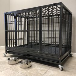 Only one available at promotional pricing👍🏻 Dog Kennel Cage XL Size “NEW” 🐕as In Pics ✅ with bowls and attachments for hooking up into the cage. 