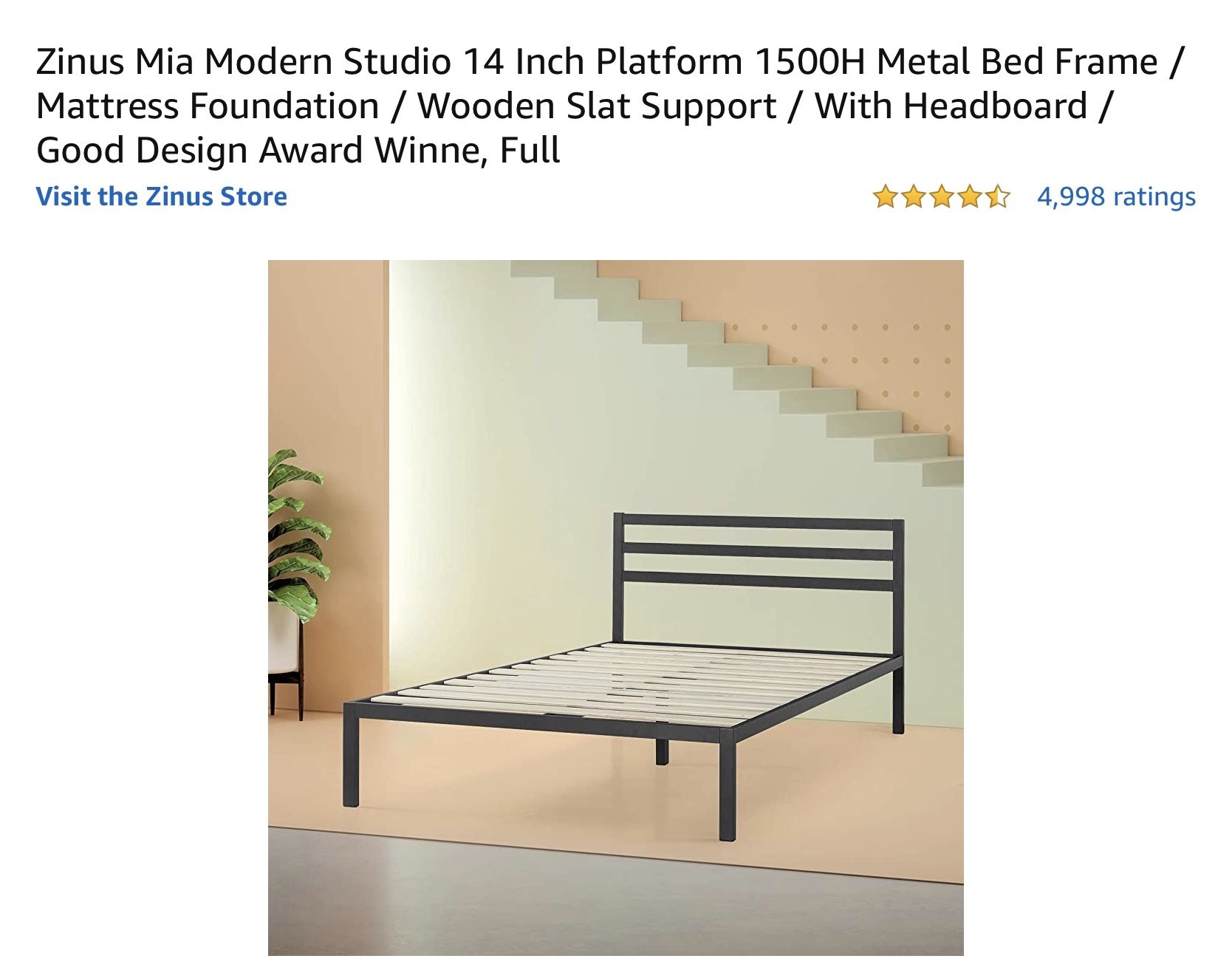 Modern Metal Bed Frame, Full Size Bed