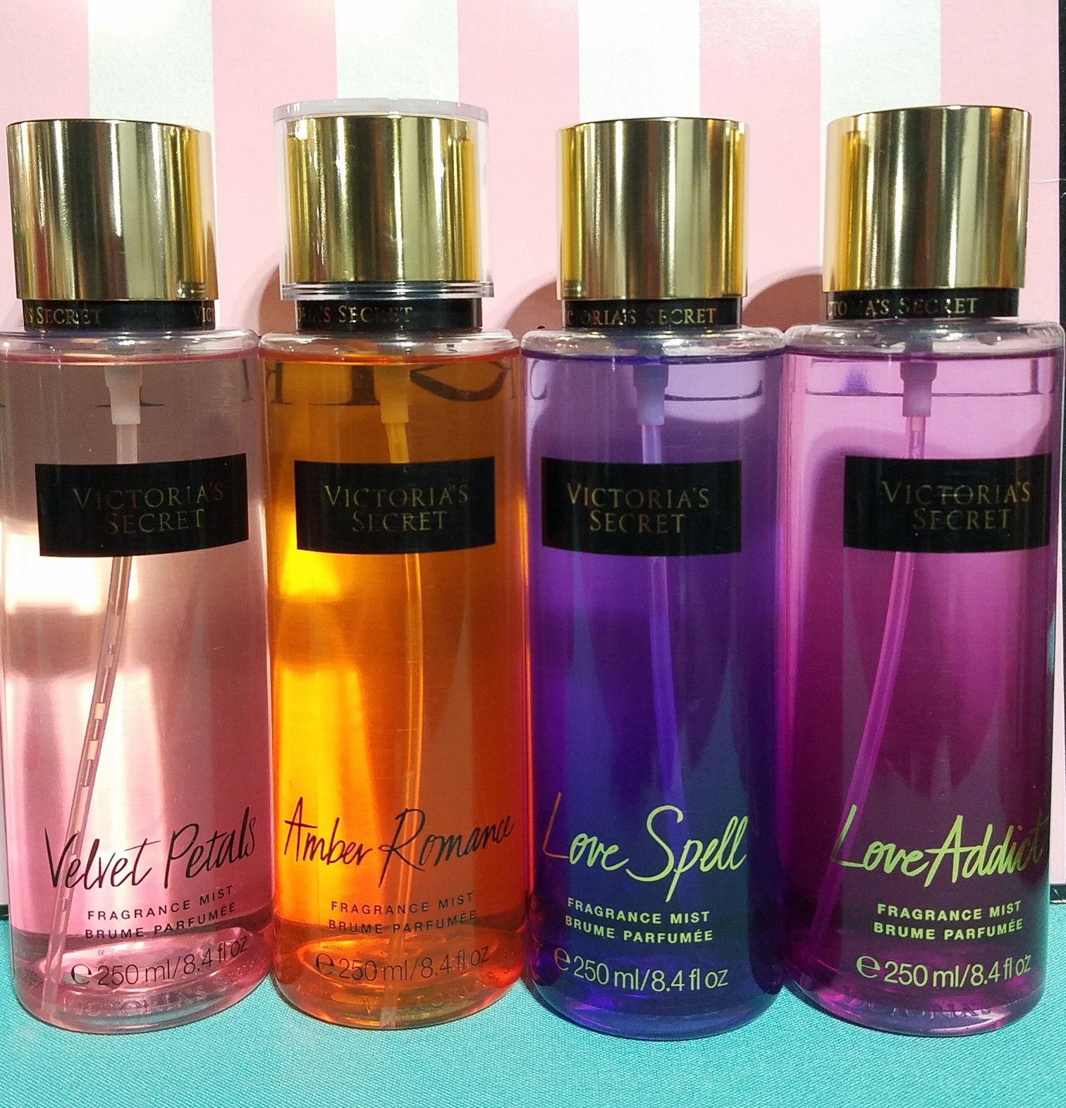 🖤 Victoria's Secret 🖤 Fragrance Mist Bundle 🖤 Velvet Petals, Amber Romance, Love Spell, Love Addict 🖤 $40 🖤