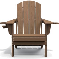 Adirondack Chair with Cup Holders - Composite Adirondack Chairs HDPE Outdoor Chairs All Weather Use- Brown