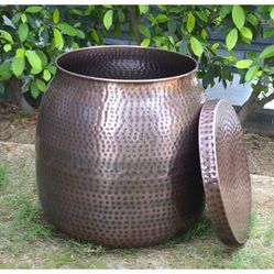 19" Antique Copper Finish For Indoor/Outdoor Side Table