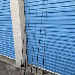 5 Fishing Rods And Two Reels 