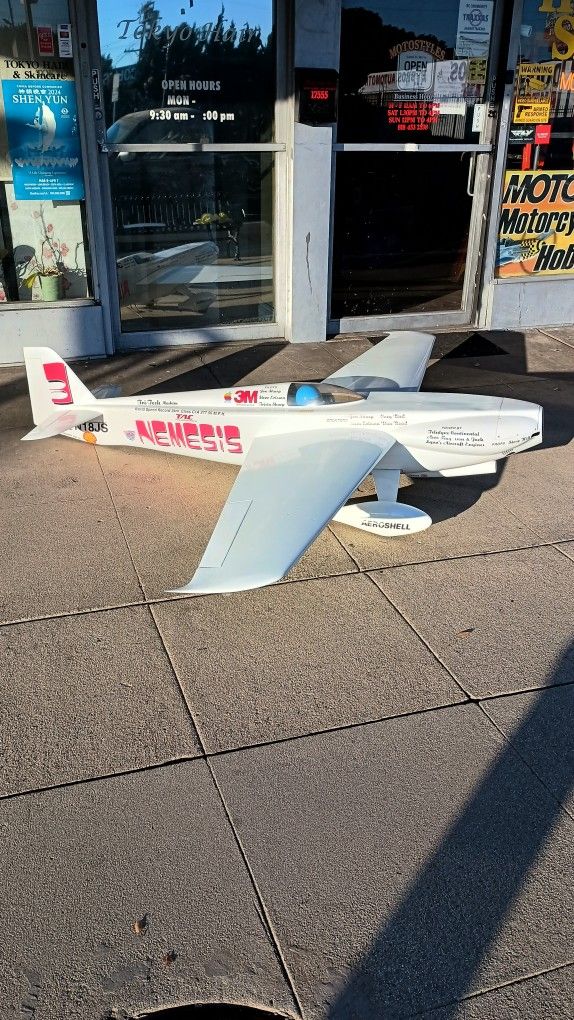 RC Pylon Racer 50% Size Nemesis Fiberglass Airplane With 70 Cc Gasoline Engine