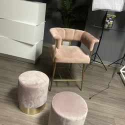 Mauve Pink Gold Modern Chair Set