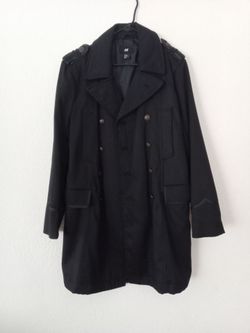 H&M Black Double-Breasted Military Coat