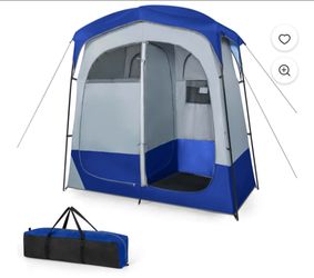2 Room Shower Tent Oversize Privacy Shelter Portable Dressing Toilet Outdoor Blue