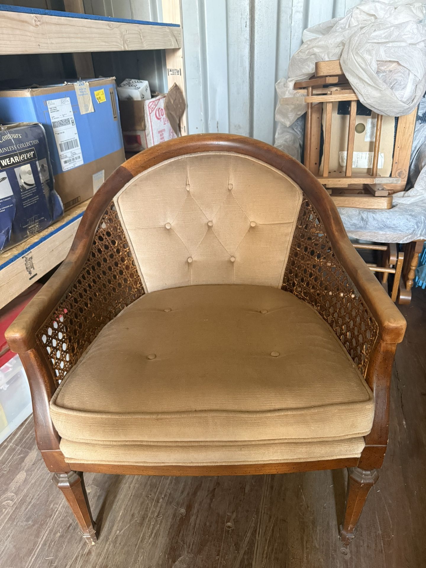 Velvet Cane Accent Chair