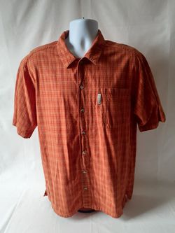 Columbia men's rust plaid short-sleeve button-down shirt size L