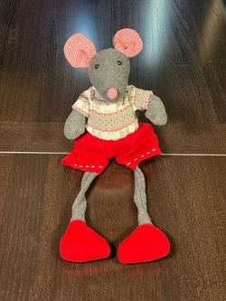 Whimsical Christmas Mouse Plush Shelf Sitter – Weighted Holiday Decor