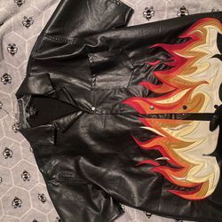 Leather Flames Button Up 