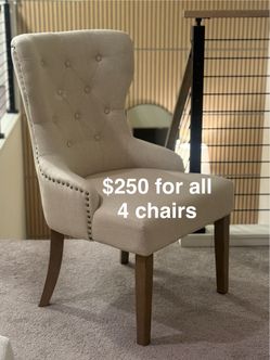 (NEW) Tufted Dining Chairs (qty 4)