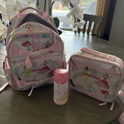 Pink Pottery Barn Backpack, Lunch & Water bottle
