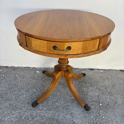 Vintage Claw Foot Drum Table with Drawer in excellent condition