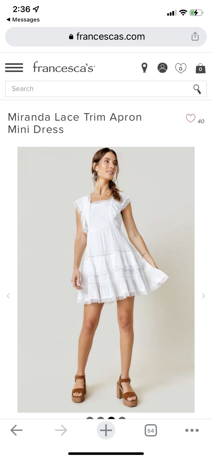 Miranda Lace Trim Apron Mini White Dress