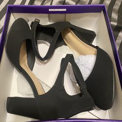 Black Heels with ankle strap Size 7