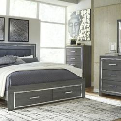 Lodanna Gray LED Storage Bedroom Set

