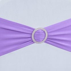 5 Pcs 14"x5" Stretch Chair Sashes Bows Chair Bands Sash with Buckle Light Purple
