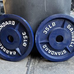 Pair of 35lb (2"Olympic) Standard Barbell Metal Weight Plates
