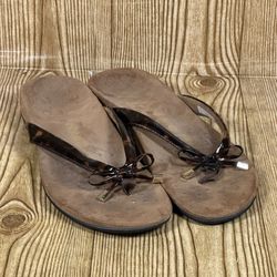 VIONIC Bella II Tortoise Shell Print Strap Comfort Flip Flop Sandals Women’s 9