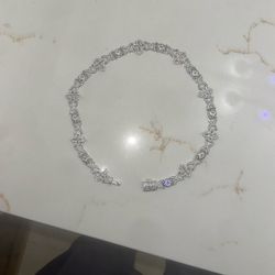 Silver Necklace Eye Baguette Chain 17in