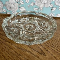 Vintage Anchor Hocking Star Of David Ashtray Clear Glass 5.5" Diam Collectible