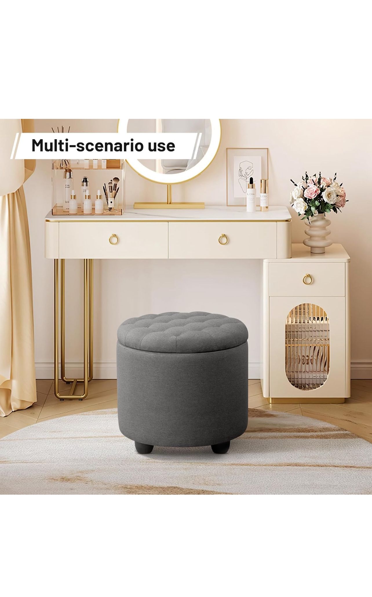 Round Storage Ottoman