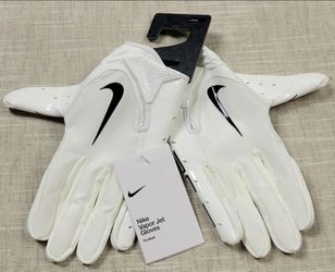 Brand New Nike Vapor Jet Football Gloves White Black Men Sizes Small, Medium, Large