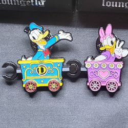 Disney Donald & Daisy Train Car Enamel Metal Pin Blind Box Series Combo Set 