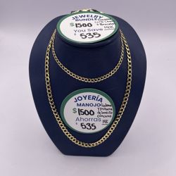 Jewelry Bundle, 14k Yellow Gold Concave Curb Chain & Bracelet 