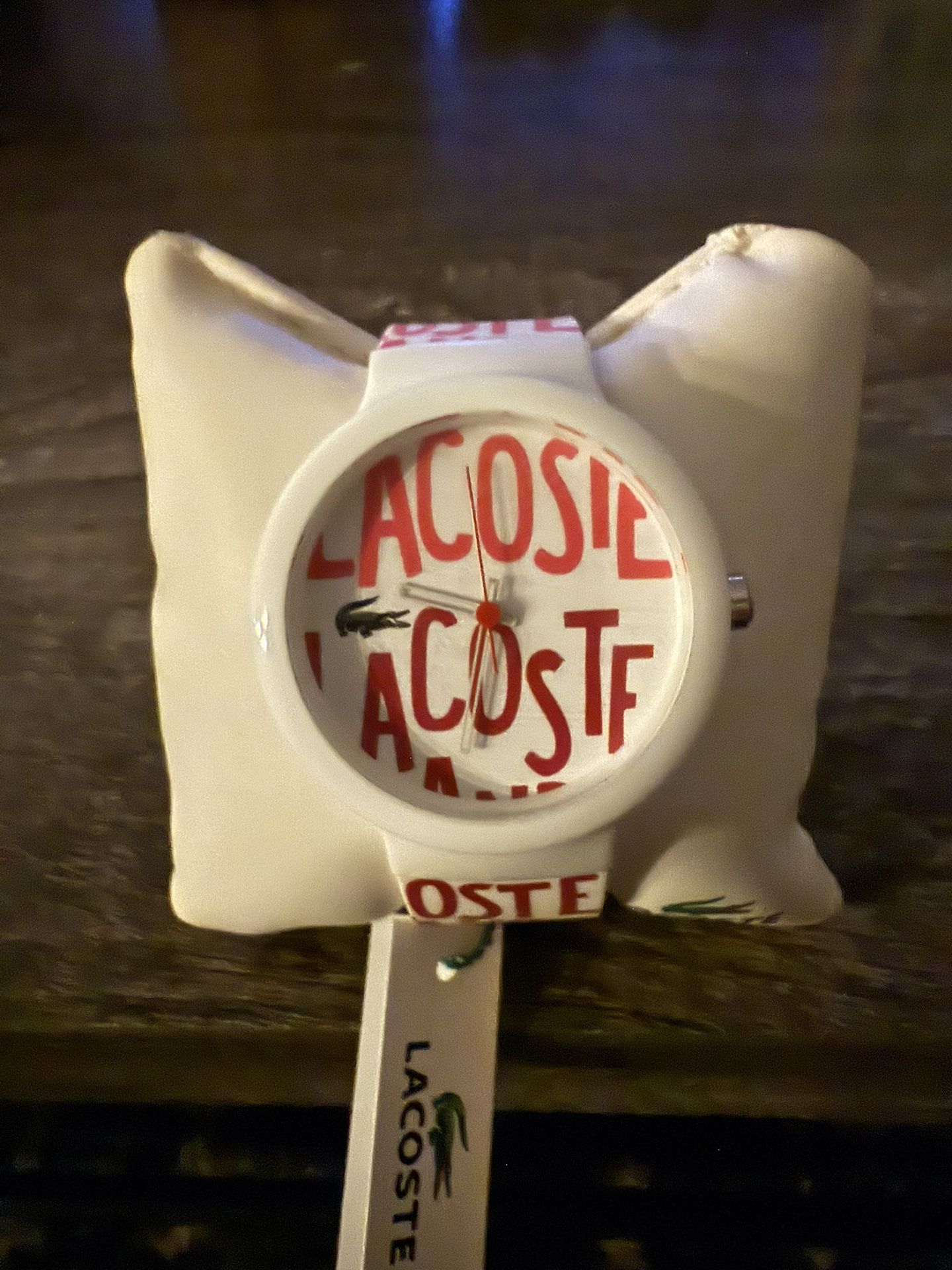 Lacoste watch white with red