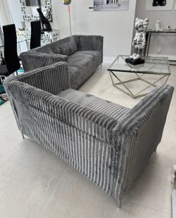Grey Or Black Velvet Sofa & Loveseat 