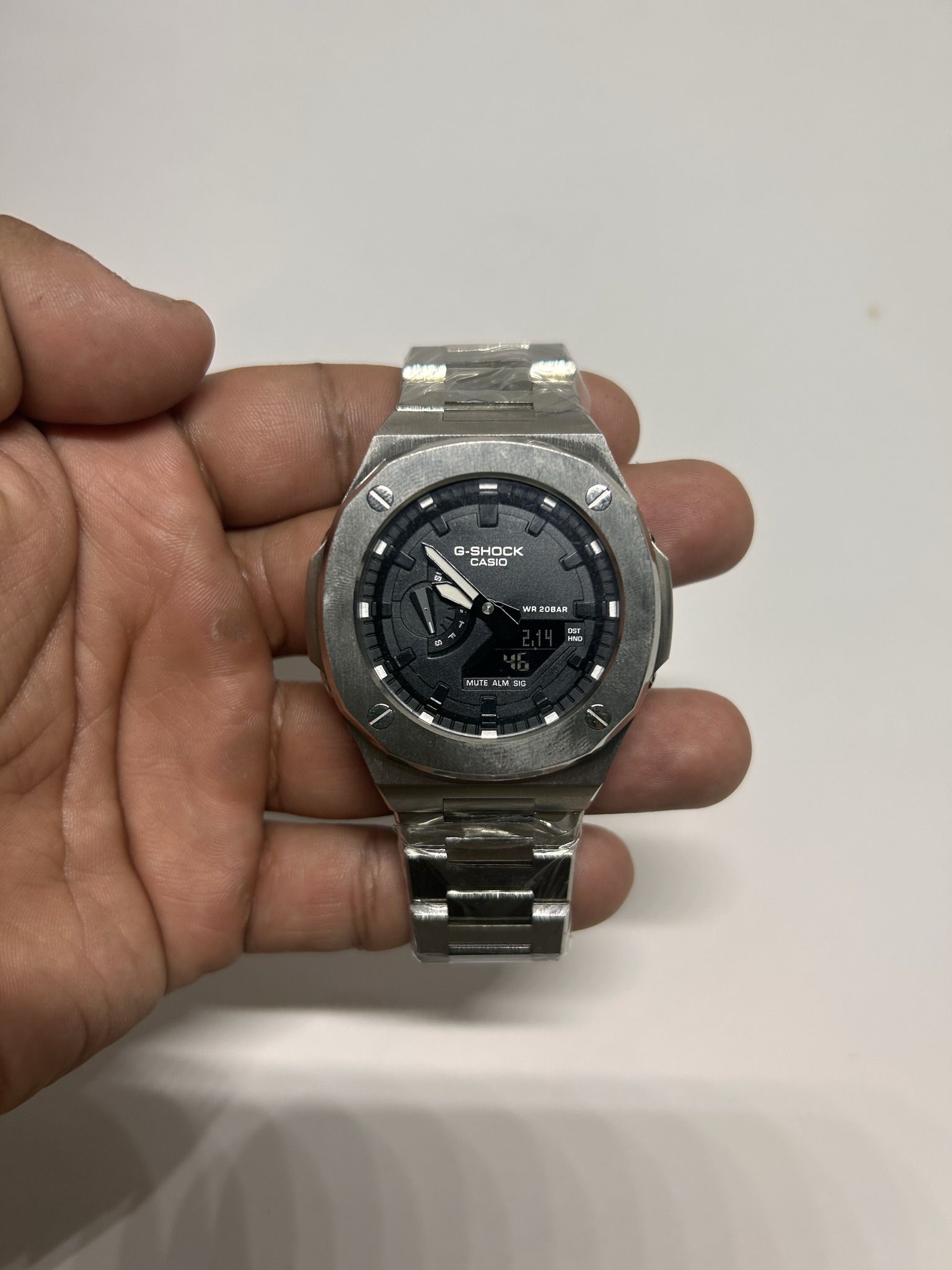 Custom Made Casioak GA2110ET-2A Casio G-Shock Nautilus Silver Case Bracelet PP