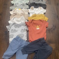 Lot Of 15 Boys Shirts And Pants Size 0/3 Months By Carters #6