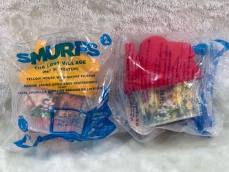 Two McDonald’s “The Lost Village” Smurfs House & Smurf