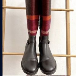 Talbots Plaid Wool Leather Buckle Riding Tall Fall Winter Knee High Boots size 7 women shoes