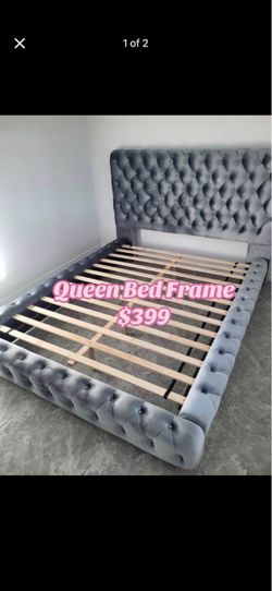 Queen Tufted Velvet Bed Frame