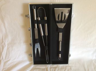 Miller Lite 3 Piece Barbecue BBQ Steel Set