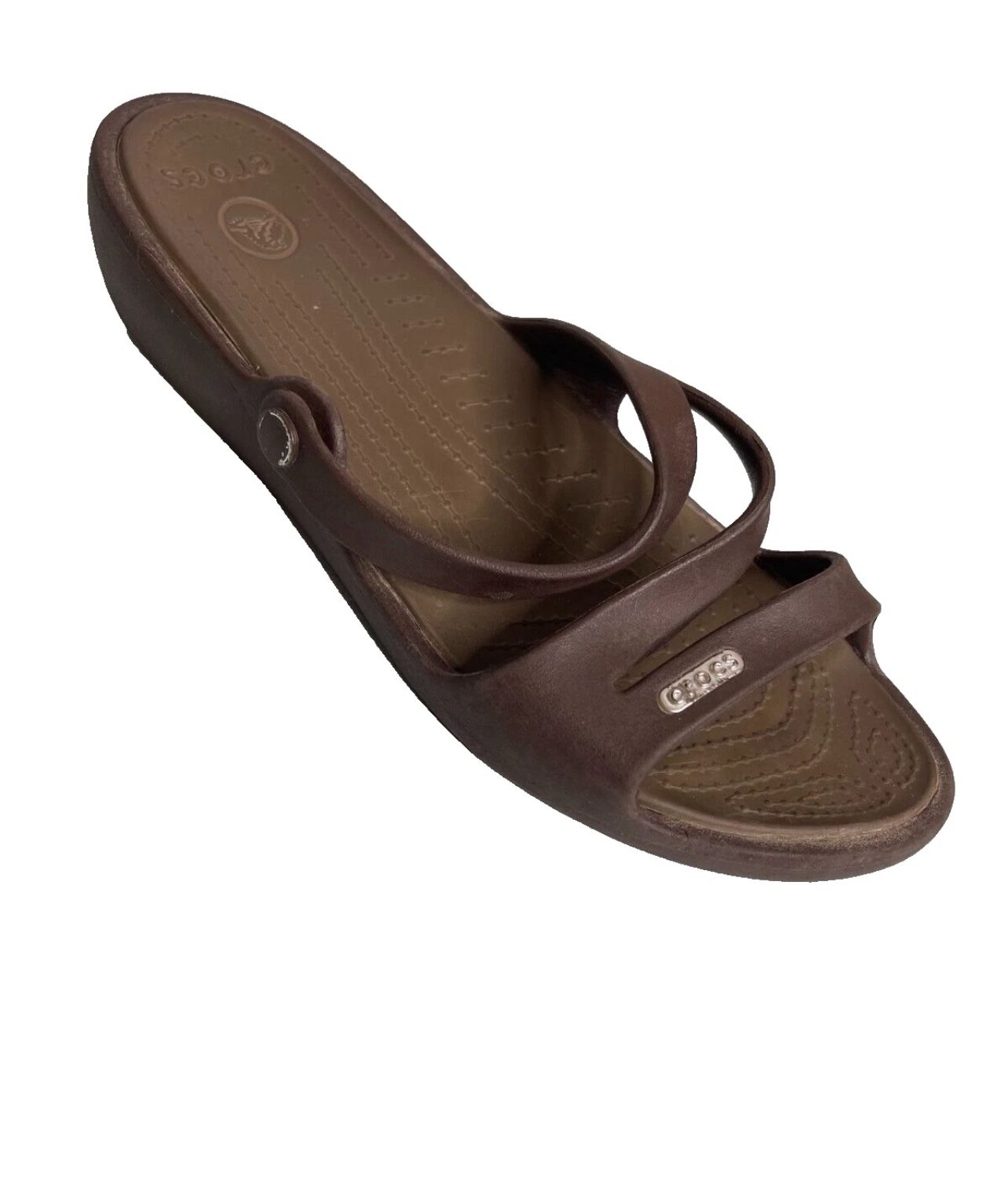 Crocs Patricia Slip On Brown Slide Comfort Wedge Sandals Women's 8
