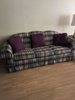 Plaid couch and Love seat